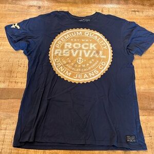 Rock Revival men’s T-shirt size XL navy and gold